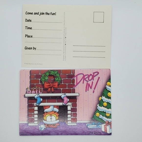 VTG 1978 Garfield Holiday party postcard 10 invitations - Picture 1 of 6
